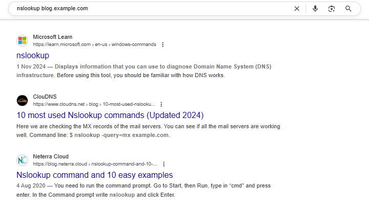 nslookup